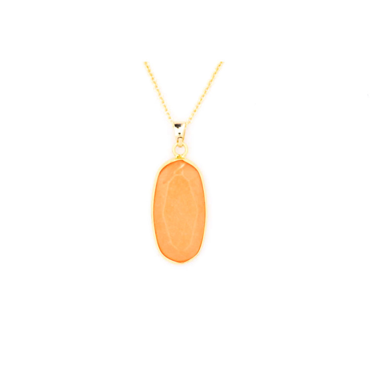 The Gemstone Collection Pendant 10mm x 25mm Creamy Peach Including Adjustable Necklace up to 45cm