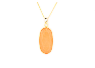 The Gemstone Collection Pendant 10mm x 25mm Creamy Peach Including Adjustable Necklace up to 45cm