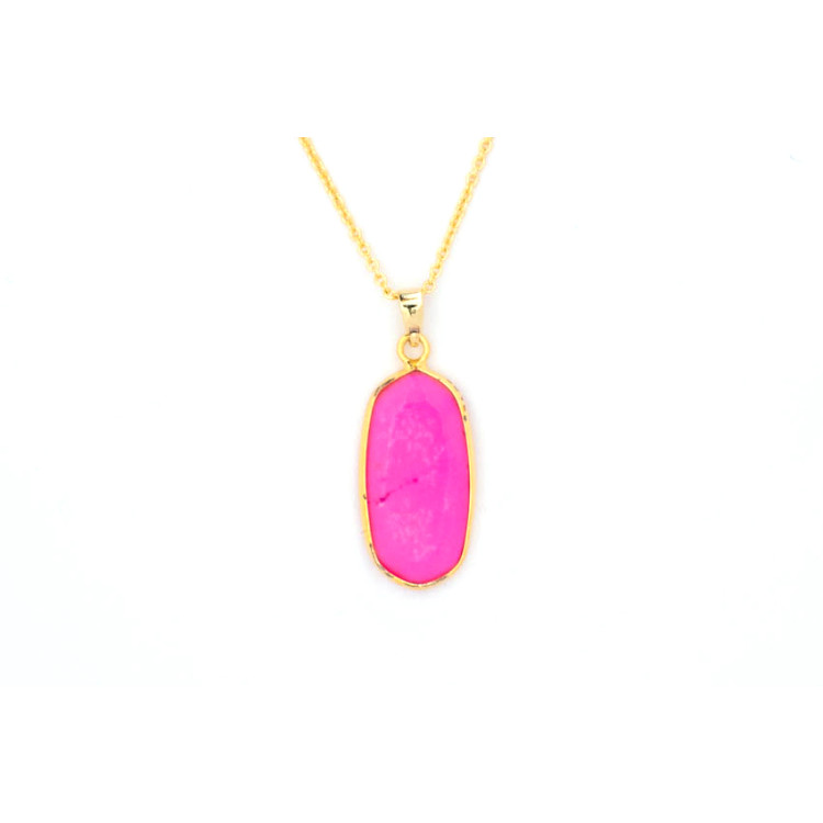 The Gemstone Collection Pendant 10mm x 25mm Barbie Pink Including Adjustable Necklace up to 45cm