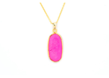 The Gemstone Collection Pendant 10mm x 25mm Barbie Pink Including Adjustable Necklace up to 45cm