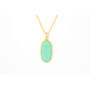 The Gemstone Collection Pendant 10mm x 25mm Happy Green Including Adjustable Necklace up to 45cm