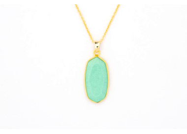 The Gemstone Collection Pendant 10mm x 25mm Happy Green Including Adjustable Necklace up to 45cm