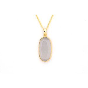 The Gemstone Collection Pendant 10mm x 25mm Quartz Grey Including Adjustable Necklace up to 45cm