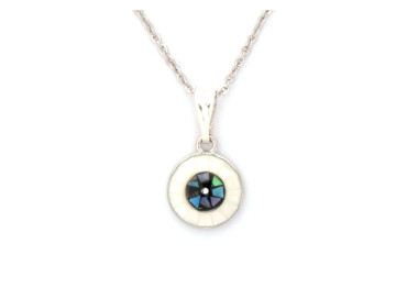 The Evil Eye Collection Pendant 8mm White Chrome Including Adjustable Necklace up to 45cm