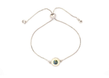 The Evil Eye Collection Bracelet 8mm White Chrome Freesize With Adjustable Bracelet