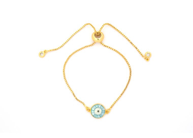 The Evil Eye Collection Bracelet 8mm Azure Blue Freesize With Adjustable Bracelet