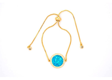 The Sun Collection Bracelet 15mm Opal Blue Freesize With Adjustable Bracelet