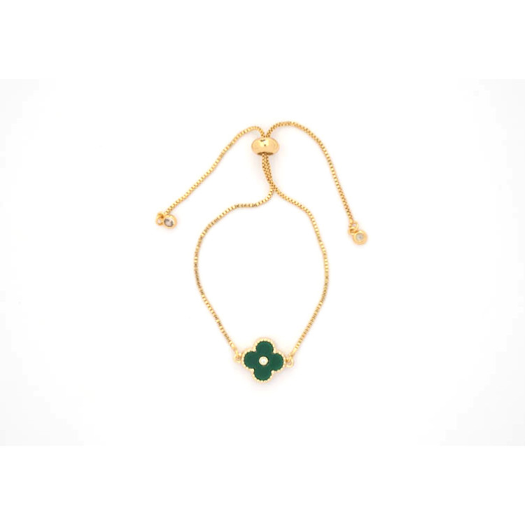 The Clover Collection Bracelet 10mm Racing Green Freesize With Adjustable Bracelet