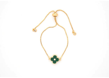 The Clover Collection Bracelet 10mm Racing Green Freesize With Adjustable Bracelet