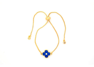 The Clover Collection Bracelet 10mm Electric Blue Freesize With Adjustable Bracelet