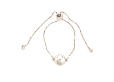 The Clover Collection Bracelet 10mm Pearl Chrome Freesize With Adjustable Bracelet