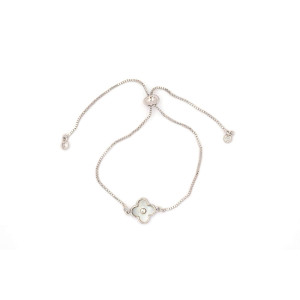 The Clover Collection Bracelet 10mm Pearl Chrome Freesize With Adjustable Bracelet