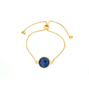 The Moon Collection Bracelet 12mm Lapis Blue Freesize With Adjustable Bracelet