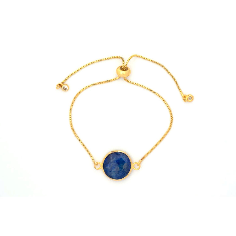 The Moon Collection Bracelet 12mm Lapis Blue Freesize With Adjustable Bracelet