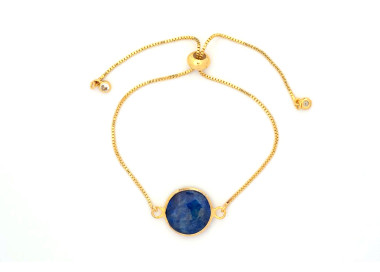 The Moon Collection Bracelet 12mm Lapis Blue Freesize With Adjustable Bracelet