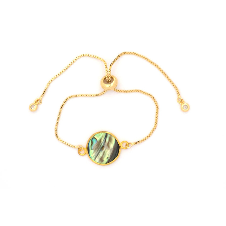 The Moon Collection Bracelet 12mm Abalone Shell Freesize With Adjustable Bracelet