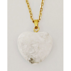 Heart Gemstone Pendant on a gold coloured necklace