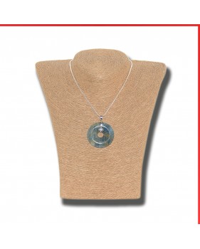 Aragonite Blue Gemstone Pendant on silver coloured necklace