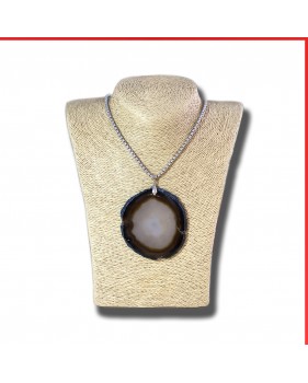 Agate Gemstone Pendant on a silver coloured necklace