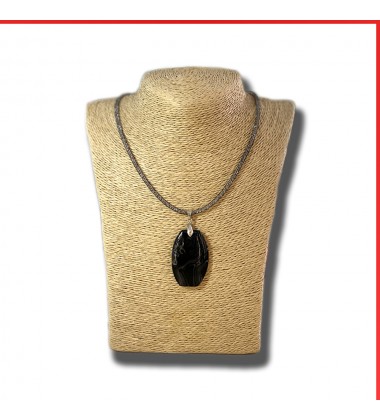Agate Gemstone Pendant on a black elegant necklace