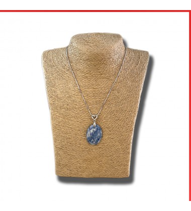 Kyanite Gemstone Pendant on a silver coloured necklace
