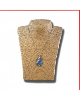 Kyanite Gemstone Pendant on a silver coloured necklace