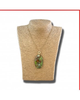 Jasper Gemstone Pendant on a gold coloured necklace