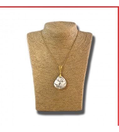 Howlite Gemstone Pendant ona gold coloured necklace