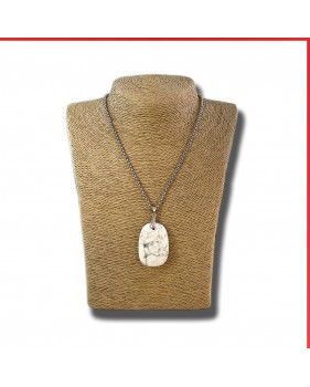 Howlite Gemstone Pendant on a silver coloured necklace