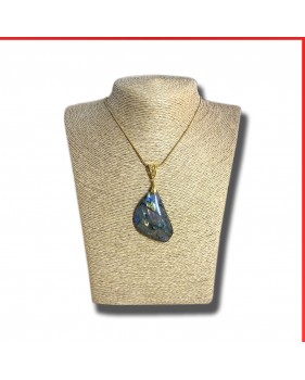 Labradorite gemstone pendant on a gold goloured necklace