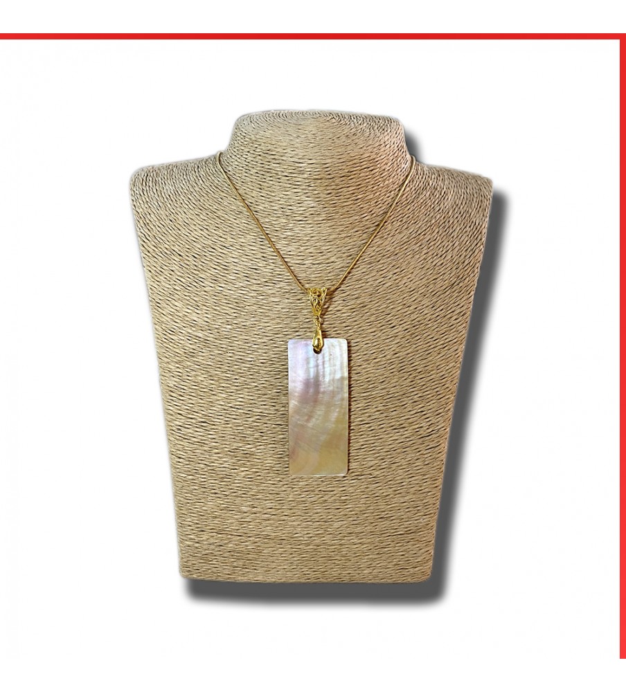 Concave Natural shell pendant on a gold coloured necklace