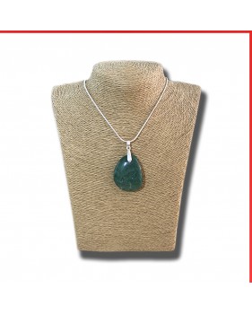 African Jade gemstone pendant  on a silver coloured necklace