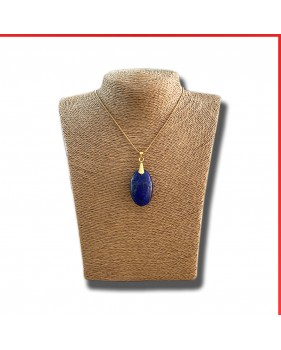 Lapis Lazuli cabouchon pendant on a gold coloured necklace