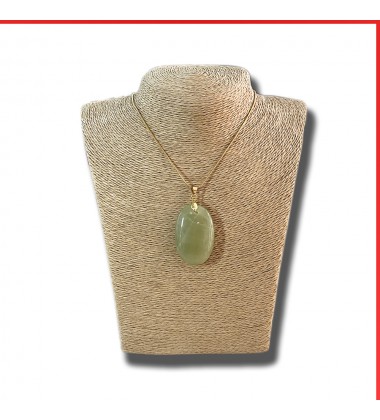 Green Onyx gemstone pendant on a gold coloured necklace