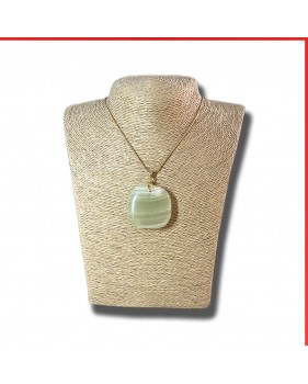 Green Onyx gemstone pendant on a gold coloured necklace