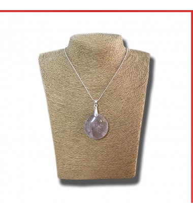 Ametgyst Chevron gemstone pendant on a silver coloured necklace